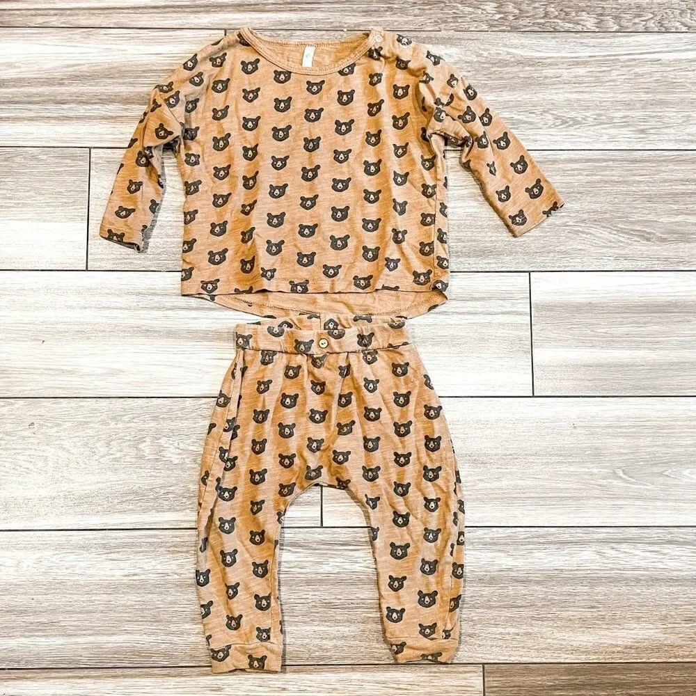 Rylee + Cru Black Bears Top and Pant Set, Size 12-18M